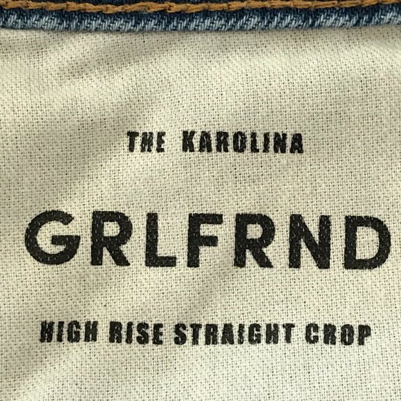 Grlfrnd The Karolina Straight Crop Jeans Women 31 Blue High Rise Distressed - Picture 5 of 15